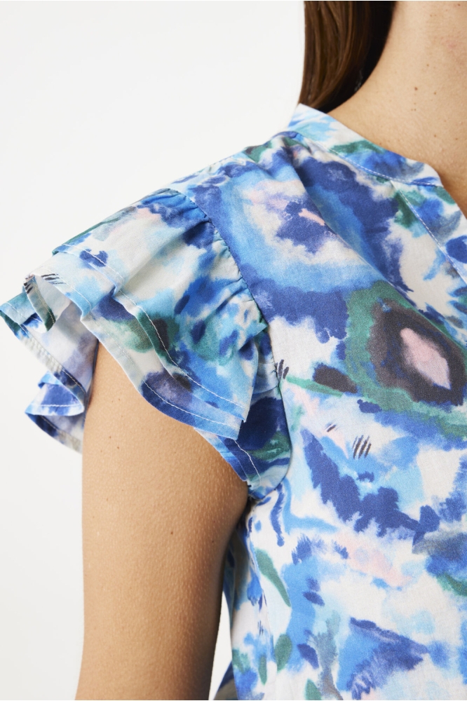 BLOUSE MET PRINT F50030 1257 BLUE WAVE